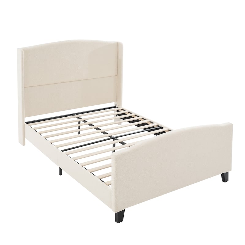 GDFStudio - Jane 49.21" High Back Upholstered Headboard Bed Frame with High Footboard