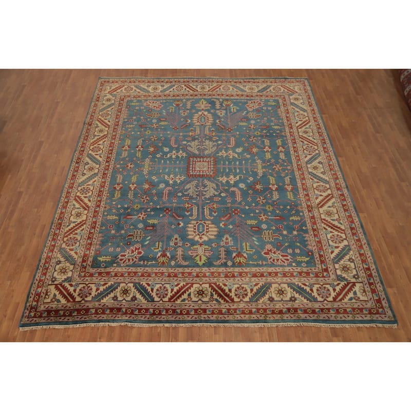 Hand Knotted Oriental 100% Wool Carpet Transitional All-Over Navy Blue & Blues Oushak Area Rug - 14' 8'' X 11' 10''