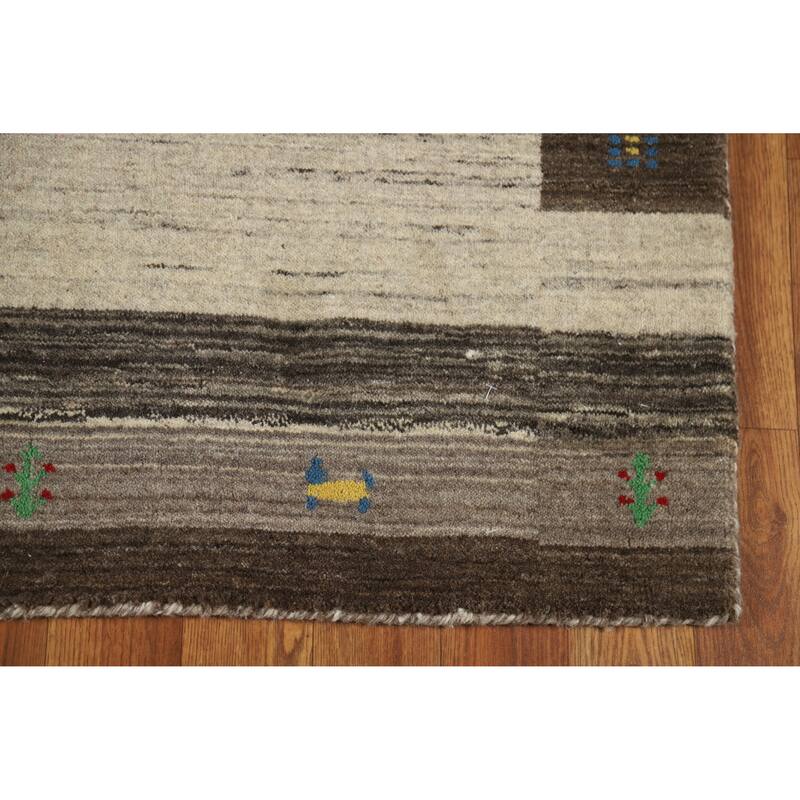Gabbeh Indian Rug Handmade Tribal Beige Foyer Wool Carpet - 3'1" x 3'11"