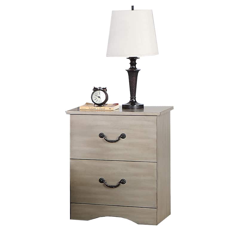 2 Drawer Nightstand with Metal Hardware