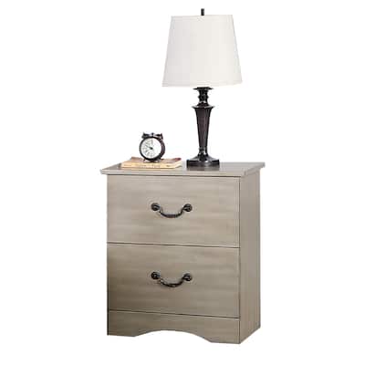 2 Drawer Nightstand with Metal Hardware