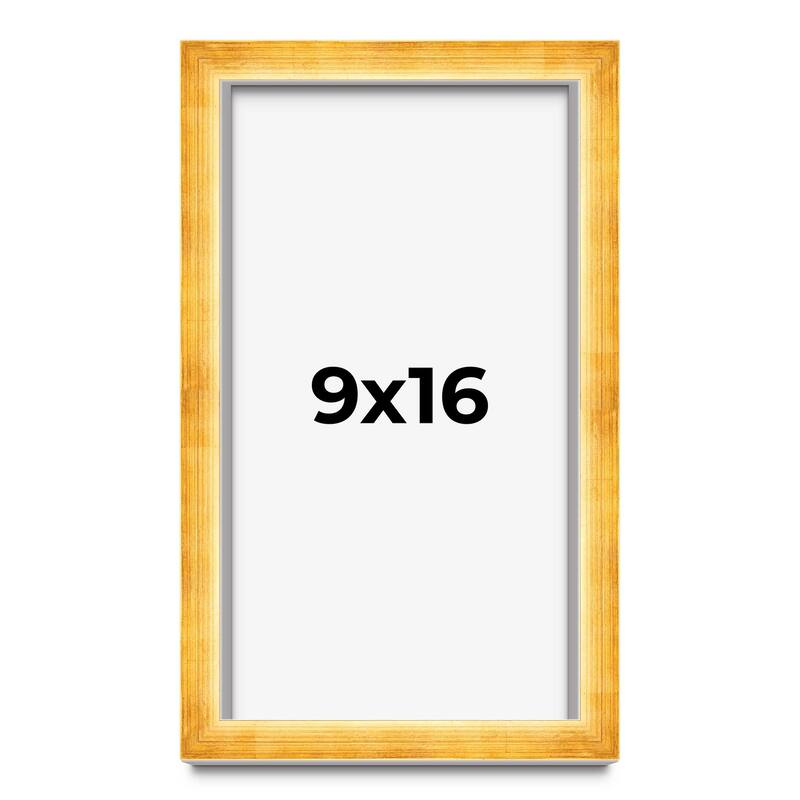 9x16 Shadow Box Frame Gold | 1.625 Inches Deep Real Wood Traditional