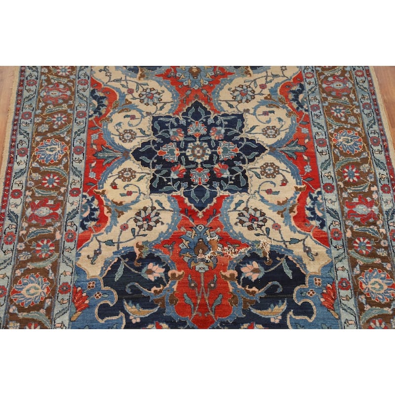 Medallion Tabriz Oriental Vintage Area Rug Hand-Knotted Wool Carpet - 6'7"x 9'7"