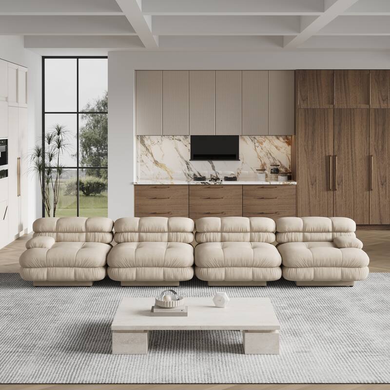146'' Modular Sectional Couch Modern Tedy Velvet Sofa 4-Seater Couch for Living Room