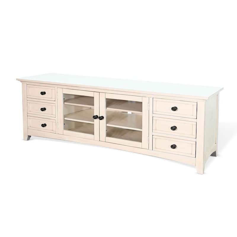 Lesy TV Media Entertainment Console, 82 Inch, 6 Drawers 2 Doors, Cream