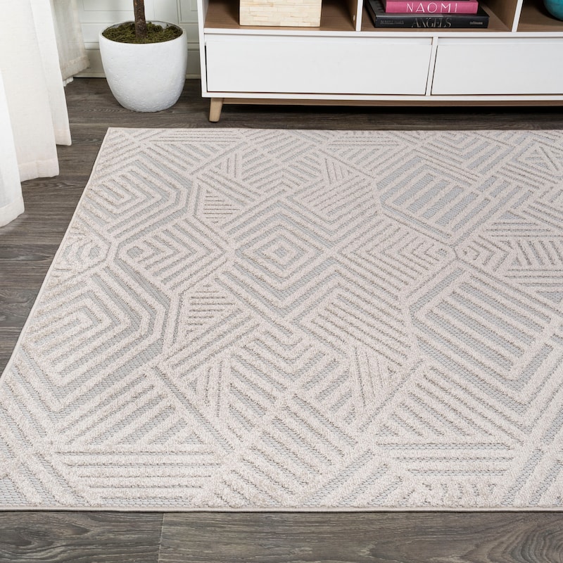JONATHAN Y Aylan High-Low Pile Art Deco Geometric Indoor/Outdoor Area Rug