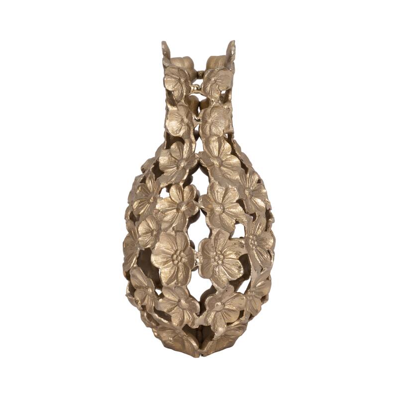Aluminum Decorative Vase Floral Openwork Design Glam Style Modern