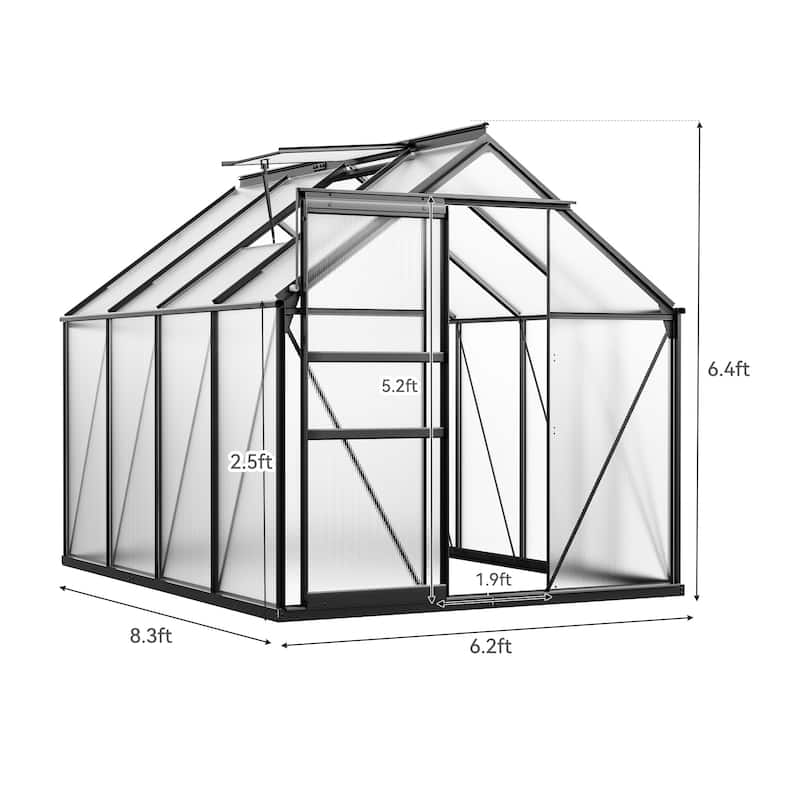 Moasis 8' X 10' Polycarbonate Walk-in Hobby Garden Greenhouse with Aluminum Frame