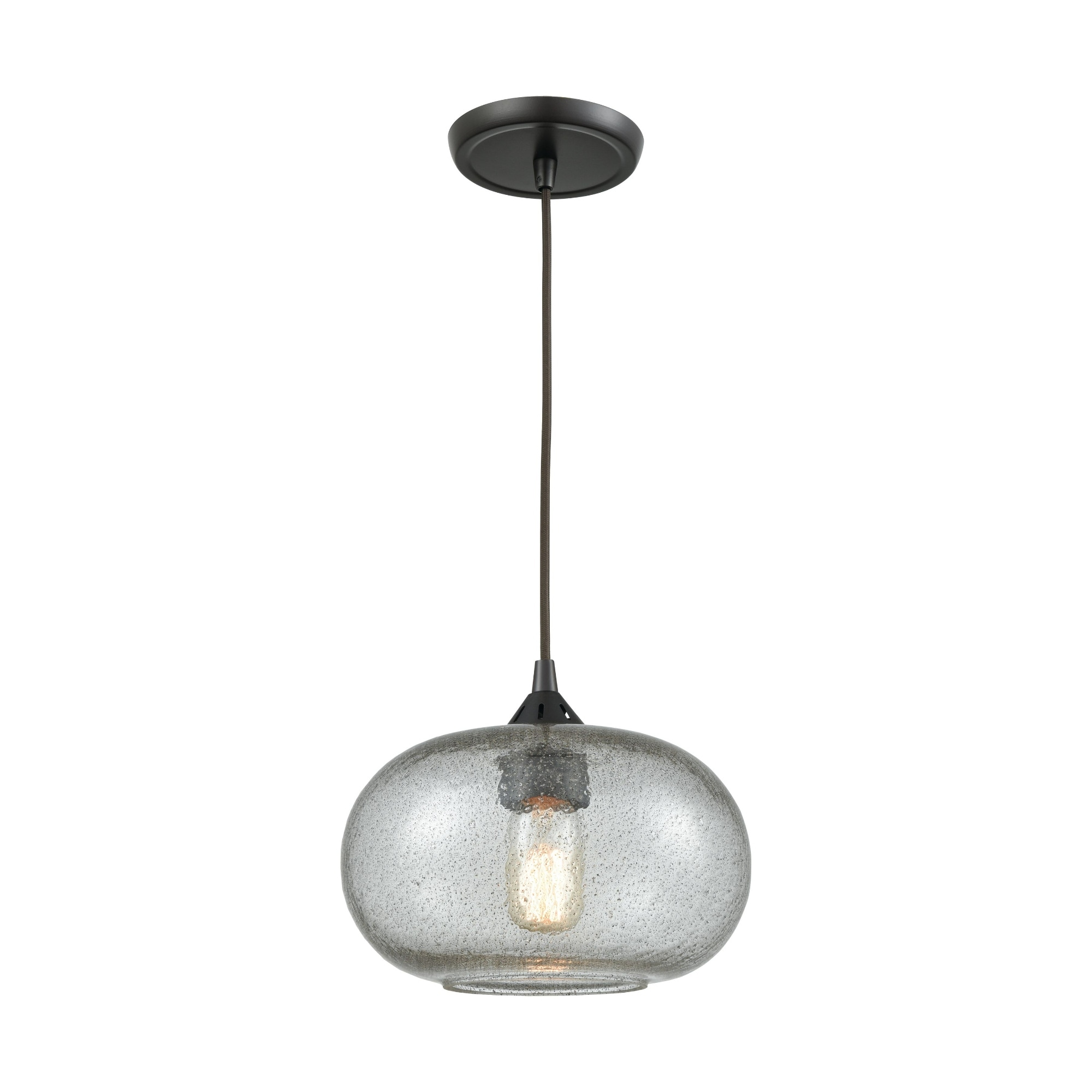 Mini Hanging Ceiling Pendant Light with Speckled Glass Shade - 10"