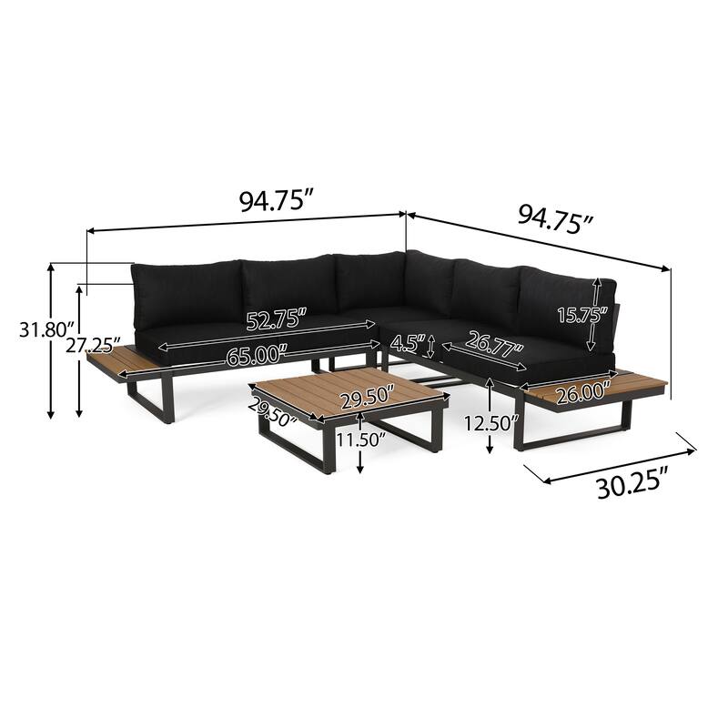 Sterling Aluminum 4-piece Sofa Set with Cushions by Christopher Knight Home