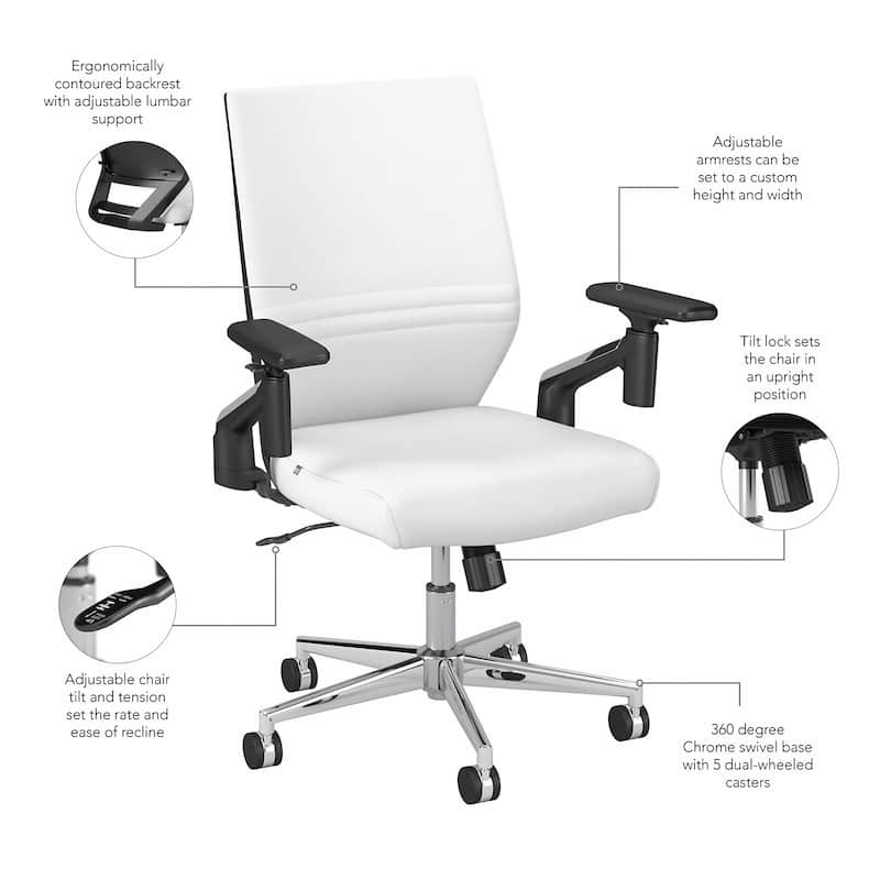 Laguna Mid Back Leather Office Chair by Bush Business Furniture