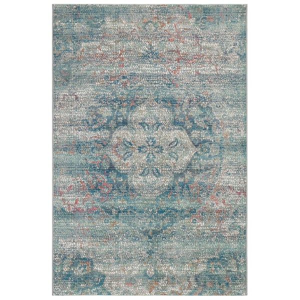 Liora Manne Marina Medallion Indoor/Outdoor Rug Blue 6'6"X9'4"