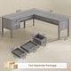 preview thumbnail 51 of 156, Farmhouse Executive L Shaped Desk Home Office Desk with Drawers and Storage Cabinet & Power Outlet