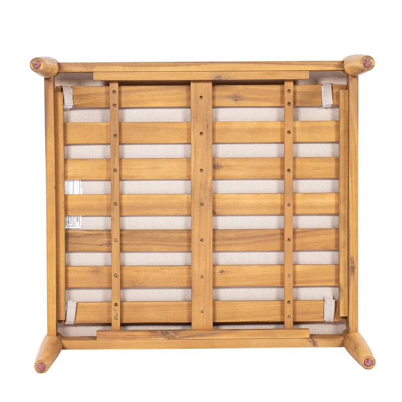 Christopher Knight Home - Terassi Outdoor 27.55" Acacia Wood Ottoman with Wide Padded Cushion for Relaxation