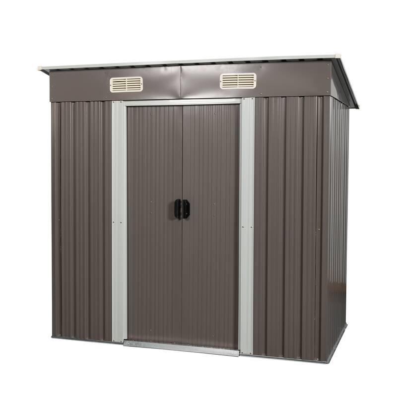 Waterproof Garden Shed Tool Shed with Double Hinged Lockable Doors, Rustproof Storage Shed Punched Vents