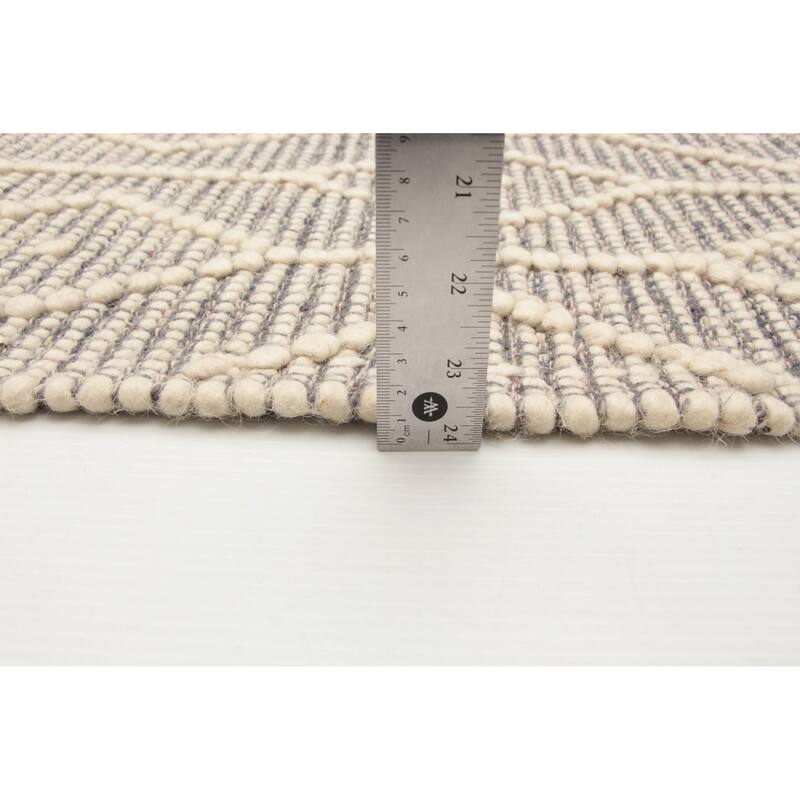 ECARPETGALLERY Braid weave Sienna Grey Wool Rug - 4'10 x 7'5