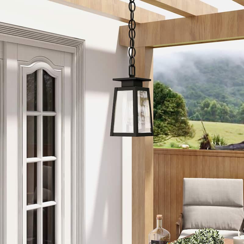 1-Light Black Outdoor/Indoor Pendant - 5"x5"x10.43"