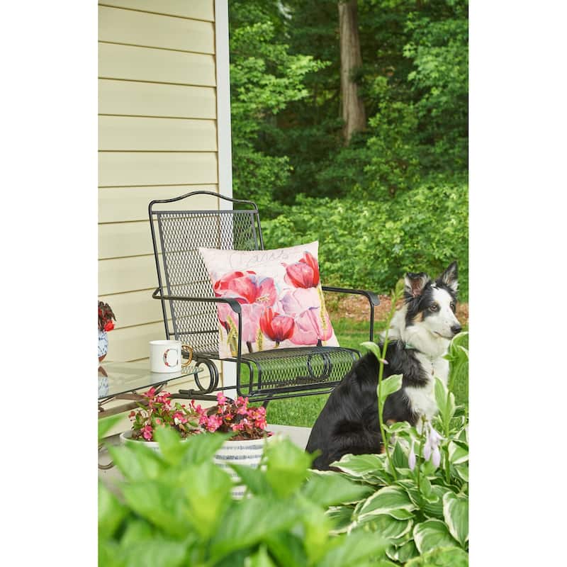 Pink Tulips Indoor/Outdoor 18x18 Throw Pillow