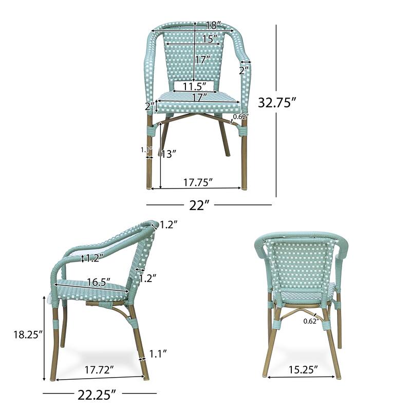 Cecil Outdoor French Cafe Chairs (Set of 4) by Christopher Knight Home