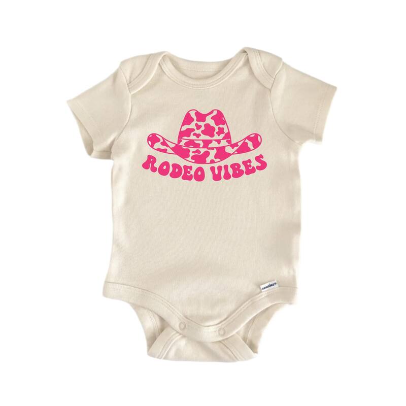 Rodeo Vibes Country Western Horse - Baby Boy Girl Clothes Bodysuit Funny Cute Newborn - Pink - 0-3M