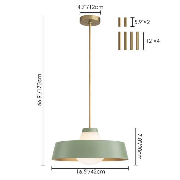dimension image slide 1 of 2, 1-Light Modern Dome Frosted Glass Globe Pendant Light For Kitchen Island