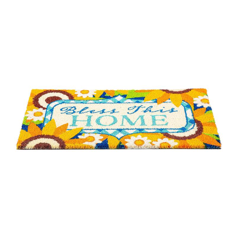 28 in. x 16 in. Bless this Home Sunflowers Coir Mat
