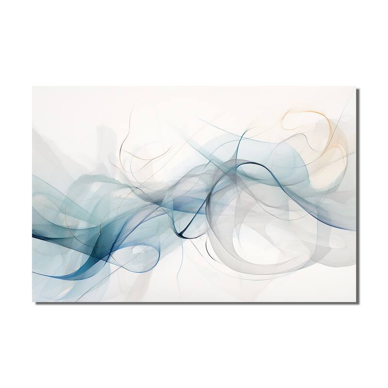 Designart "White Grey Line Art Abstract Calligraphy" Modern Wall Decor