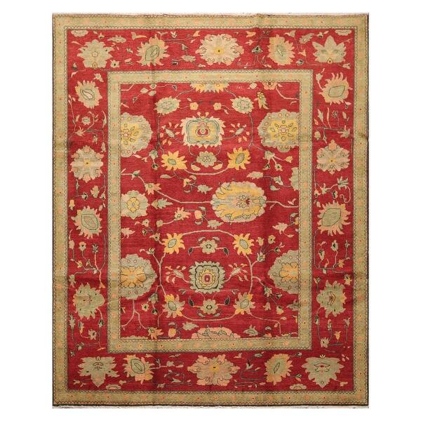 slide 1 of 10, Hand Knotted Authentic Tufenkian Ruby Red Wool Oriental Area Rug(8x10) - 8' x 10'