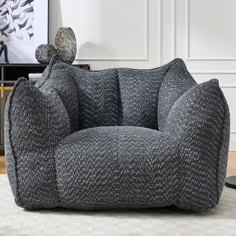 Chenille Fabric Bean Bag Chair Living Room Accent Chair Lazy Sofa