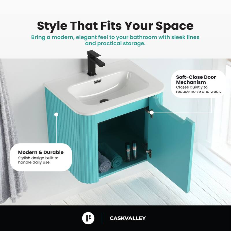 Caskvalley Modern Bathroom Vanity with Straight Fluted Design - Sink Included
