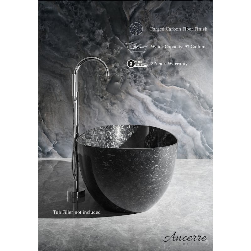 Anjuna 67" Freestanding Forged Carbon Fiber Bathtub