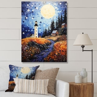 Designart "Dots Lighthouses Guiding I" Lighthouses Wall Art Prints ...