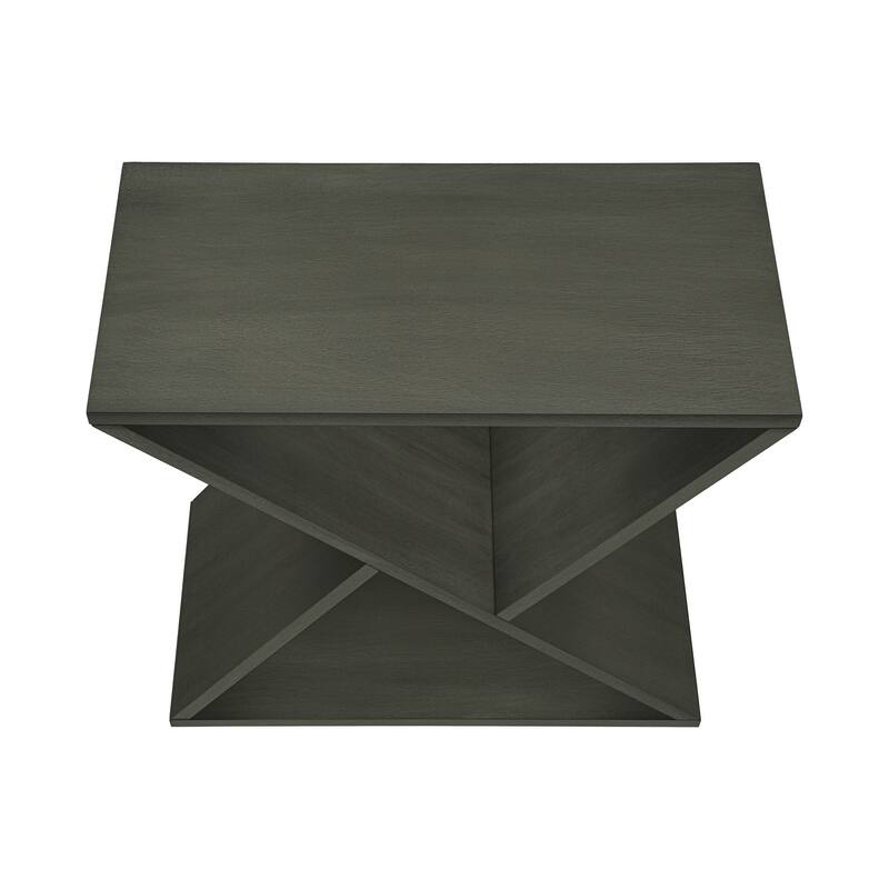 Accent Table, Side, End, Nightstand, Narrow, Small, Bedroom, Living Room, Lamp, Dark Green Veneer, Contemporary