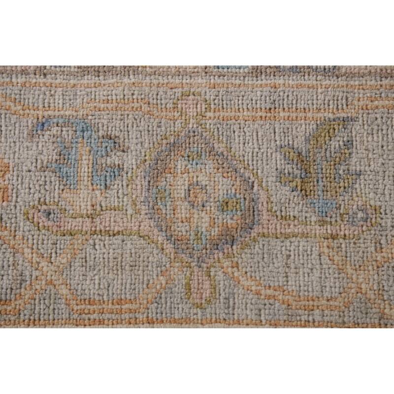 Ivory Oushak Vegetable Dye Turkish Area Rug Handmade Wool Carpet - 6'3"x 9'0"