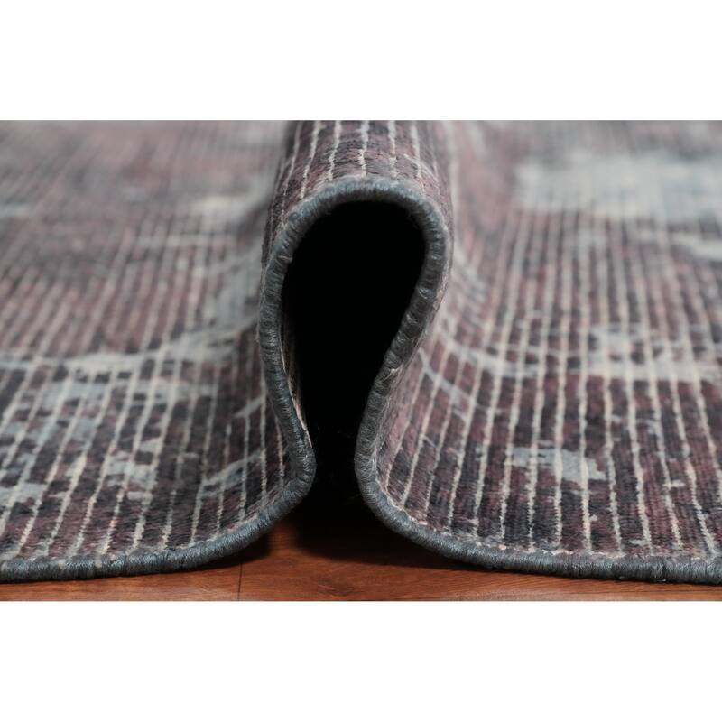 Hand Knotted Oriental Viscose Silk Carpet Modern All-Over Multi-Colored Abstract Area Rug - 8' 1'' X 5' 1''