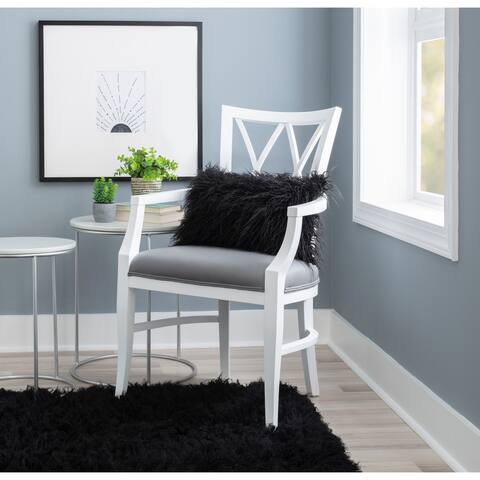 Acadia White Dining Side Chair with Faux Leather Seat