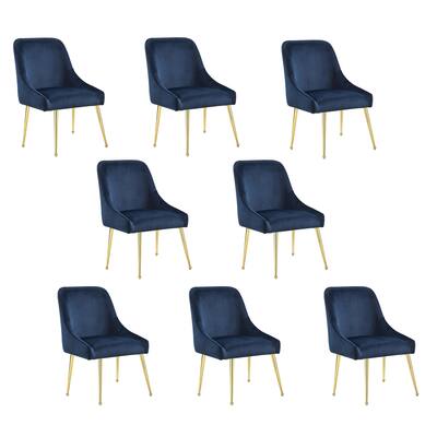 Walmer Blue and Gold Upholstered Dining Chairs (Set of 8)
