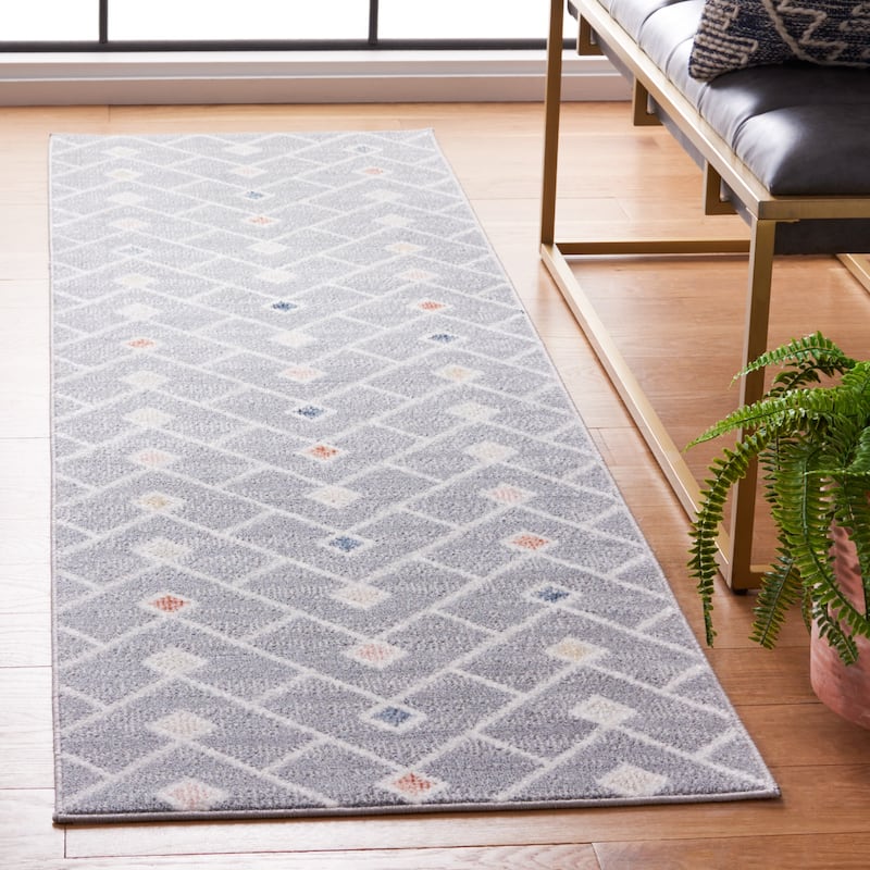 SAFAVIEH Blair Machine Washable Gesche Slip Resistant Rug - 2'2" x 8' Runner - Grey/Multi