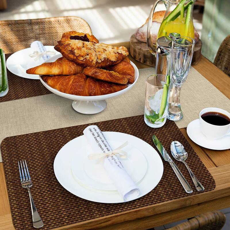 CounterArt Natural Basket Weave Design Reversible Easy Care Plastic Placemat Set of 4 Made in The USA