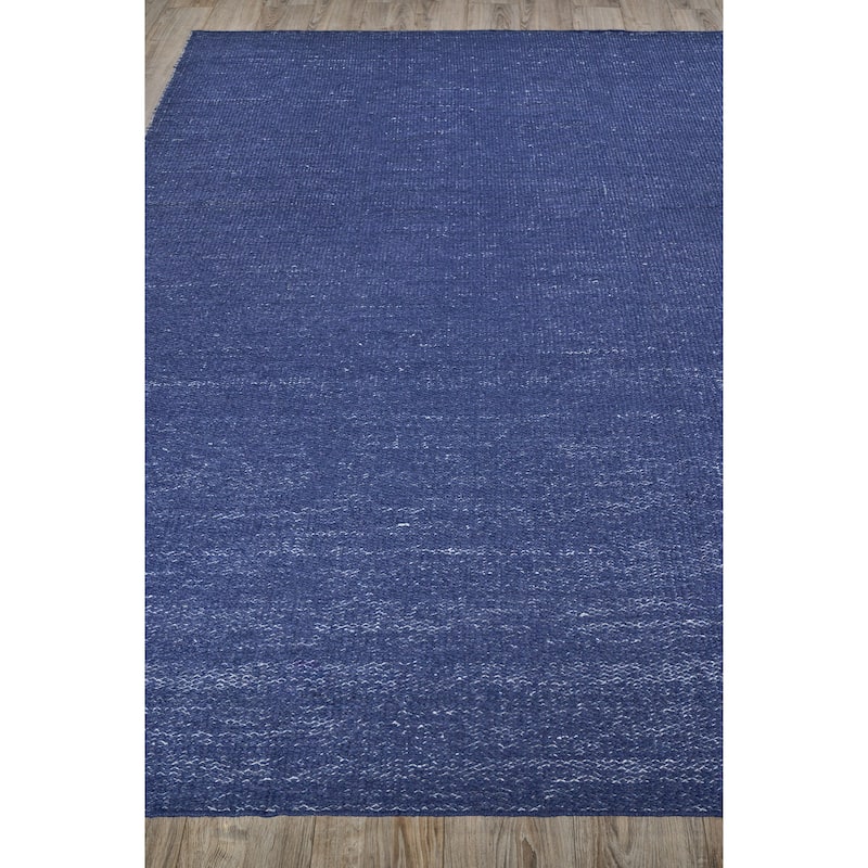 Loro Indoor/Outdoor Flatweave PET yarn Navy Area Rug.