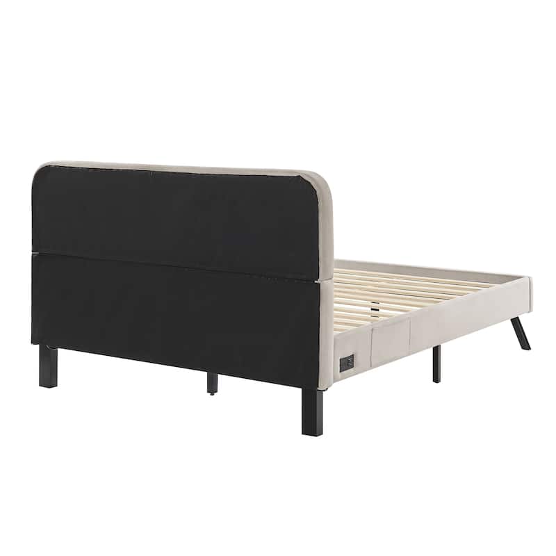 Studio Living Ashton Queen Upholstered Bed in Velvet Fabric