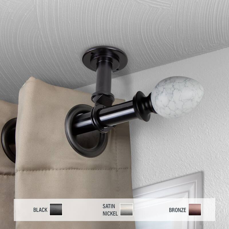 InStyleDesign Waney 1 inch Diameter Ceiling Curtain Rod/ Room Divider - 48 to 84 inches - Black