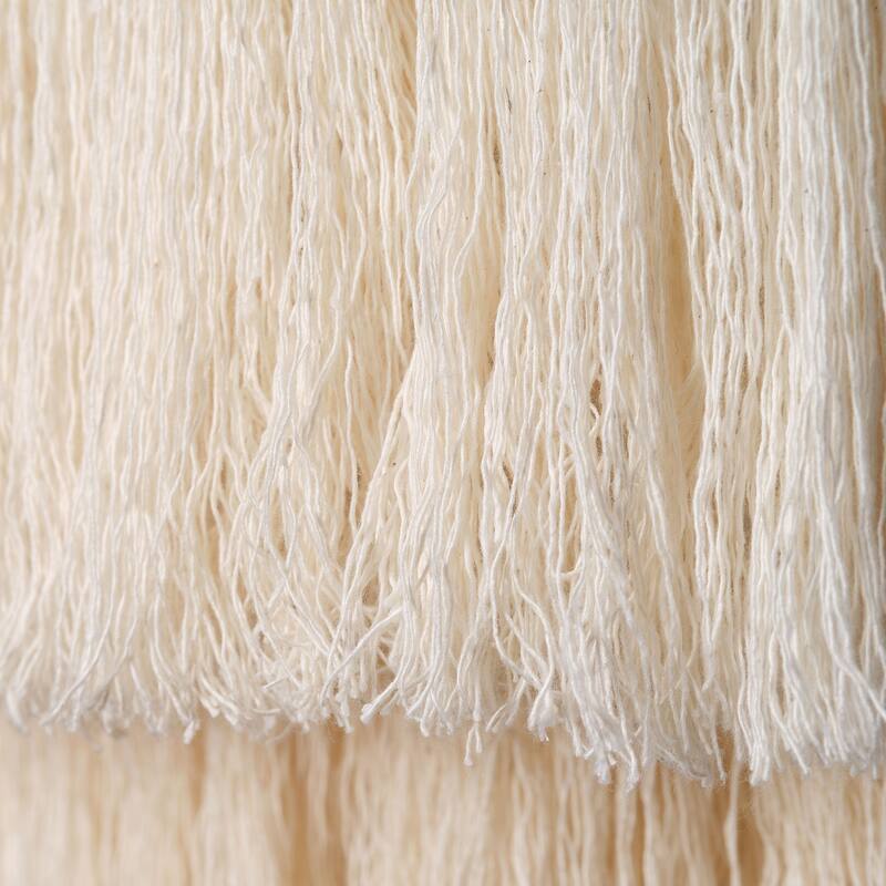 Bohemia Beige 1-Light Cotton Tassel Handmade Design 15.74 Inches Wide Boho Chandelier