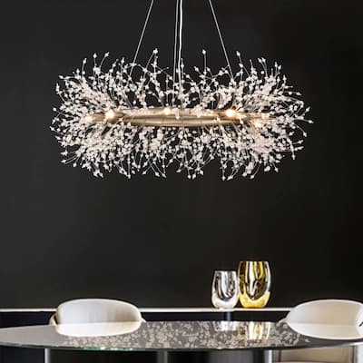 Liria 9-Light Brushed Silver-ish Champagne Beads Firework Chandelier