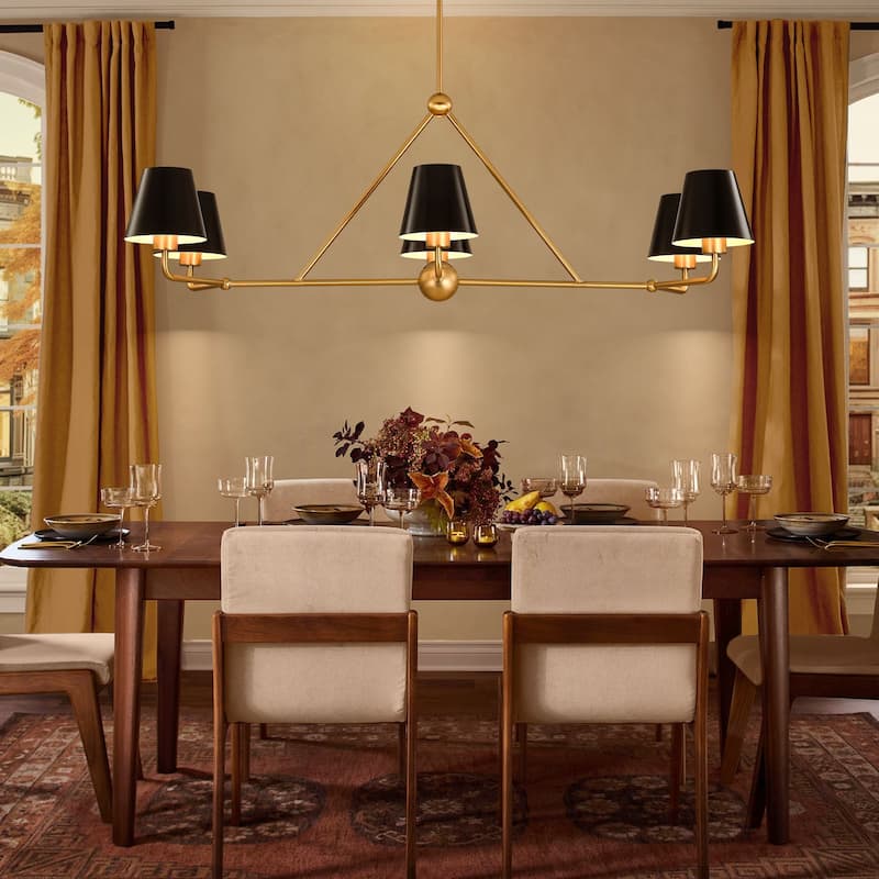 2/6-Light Industrial Vintage Gold and Black Sputnik Cone Large Chandelier for Dining Room
