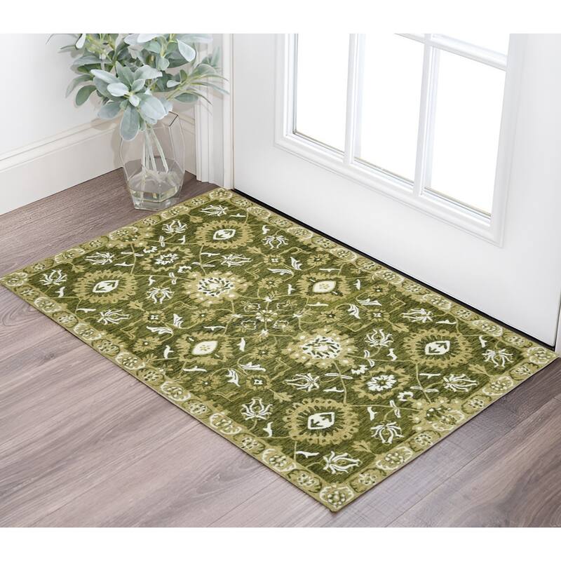 HomeRoots Floral Medallion Traditional Rectangle Area Rug - 36.00 in. x 24.00 in.  x 0.40 in.