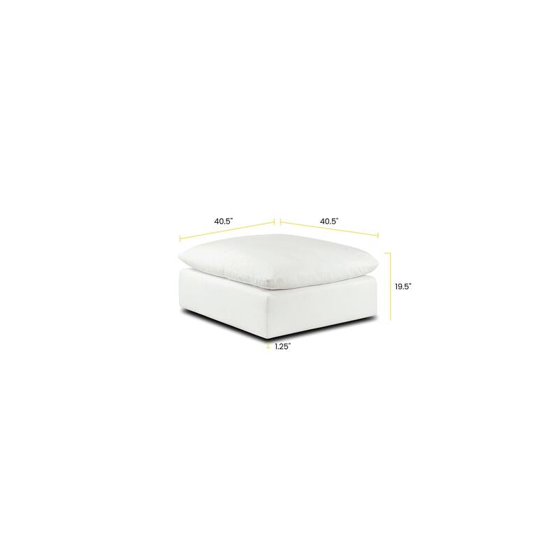 Poly and Bark Davos Ottoman in Cotton White