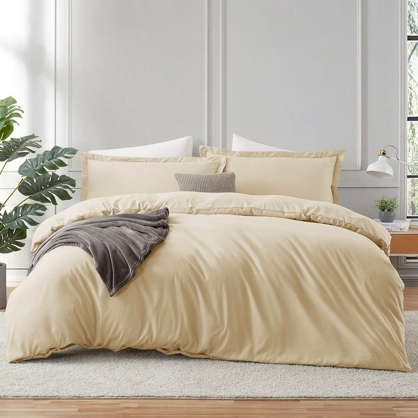 Hearth & Harbor 3 Piece Duvet Cover Sets, Soft Double Brushed Duvet Covers with Button Closure