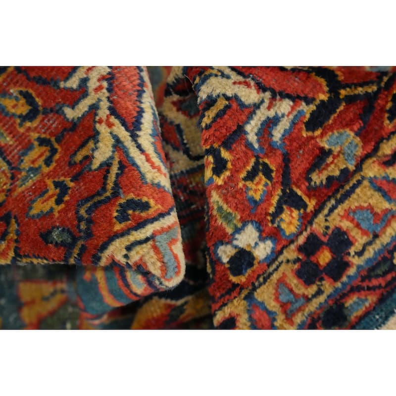 Hand Knotted Oriental 100% Wool Carpet Traditional Floral Navy Blue & Blues Sultanabad Area Rug - 10' 5'' X 6' 9''
