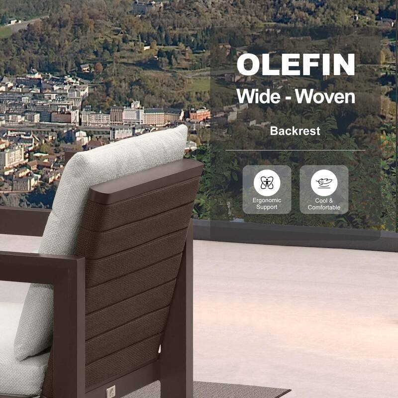 PURPLE LEAF Caesar Outdoor Dining Set Aluminum Luxury Patio Furniture with Olifen Removable Thick Cushion and Pillow-Bronze